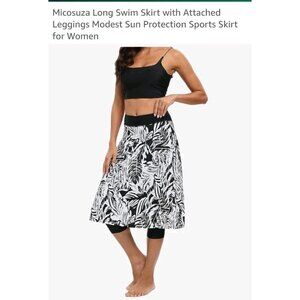 Womens Long Modest Swim Skirt. Leggings Not Included. Sun Protection. (ws350)